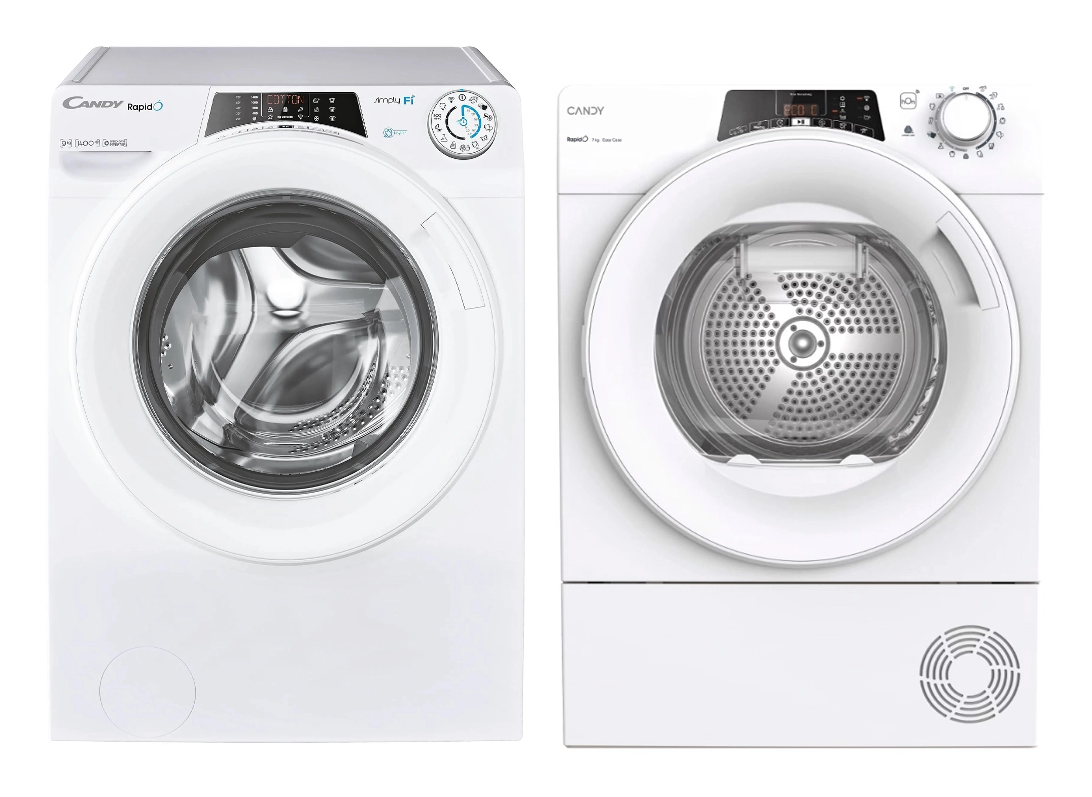 Candy pralka RapidO RO 1496DWMT/1-S + suszarka RapidO RO4 H7A2TEX-S Slim 46,5cm 7kg