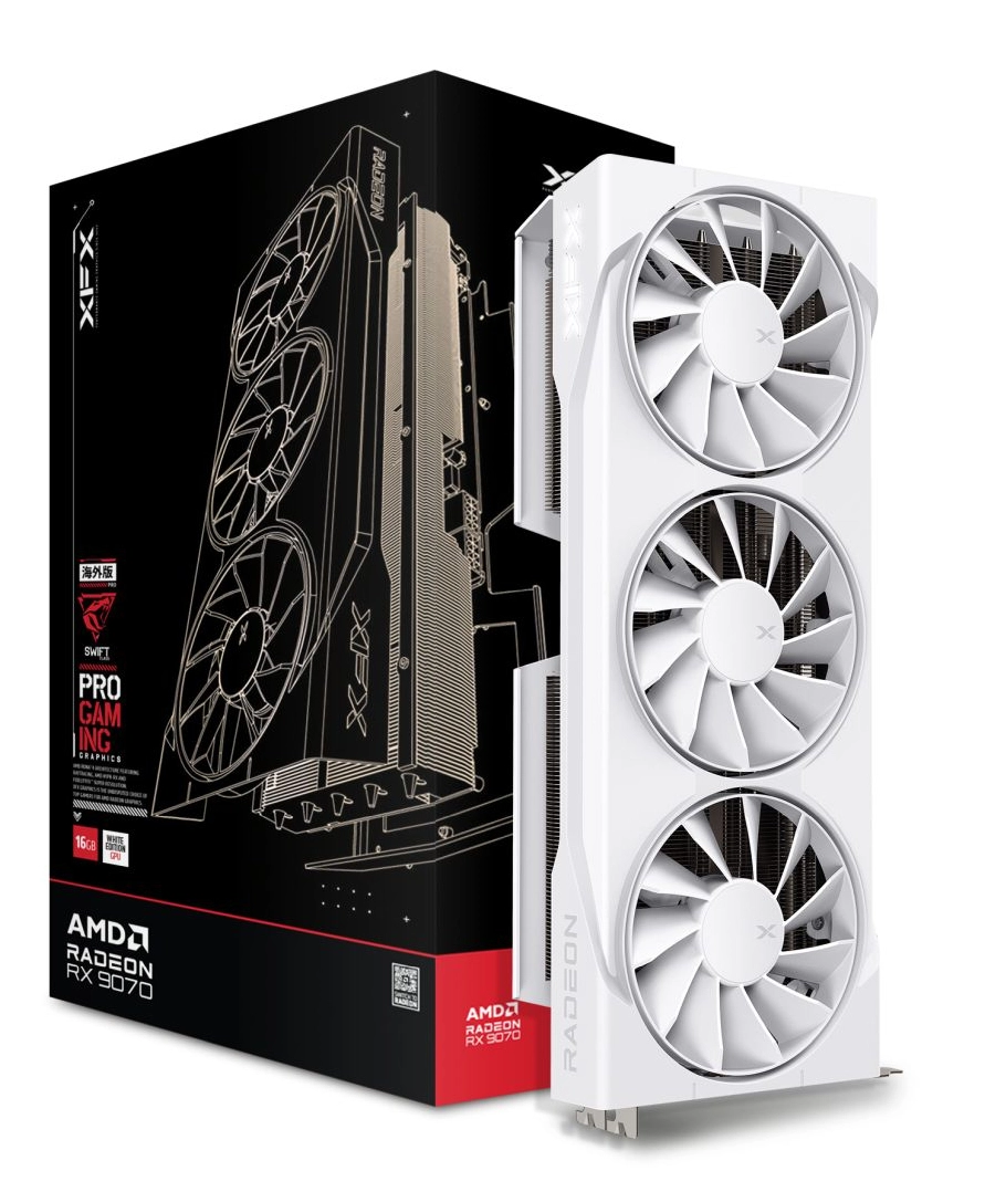 Karta graficzna XFX Swift Radeon RX 9070 OC White Triple Fan Gaming Edition 16GB GDDR6 256bit FSR