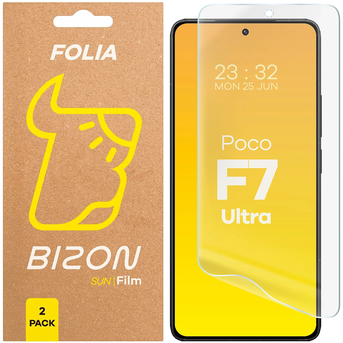 Folia ochronna Bizon matowa Film Sun do Xiaomi Poco F7 Ultra 2 sztuki