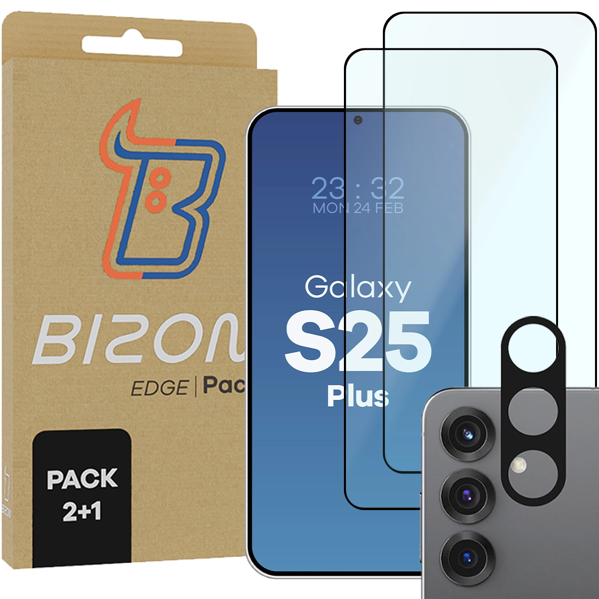 Zestaw ochronny Bizon 2x Szkło + szybka na aparat Edge 2 Pack do Galaxy S25 Plus