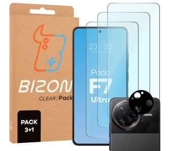 Zestaw ochronny Bizon 3x Szkło hartowane + szybka na aparat Clear 2 Pack do Xiaomi Poco F7 Ultra