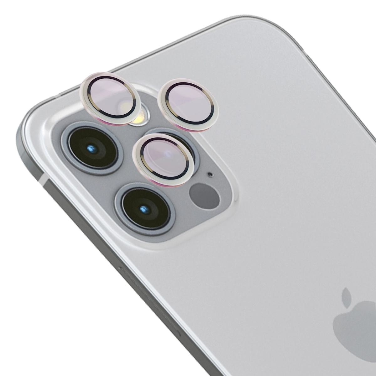 Szkło hartowane Bizon na aparat z aplikatorem Snap Lens do iPhone 12 Pro/11 Pro/11 Pro Max srebrna ramka