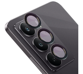 Szkło hartowane Bizon na aparat z aplikatorem Snap Lens do Realme C75 czarna ramka