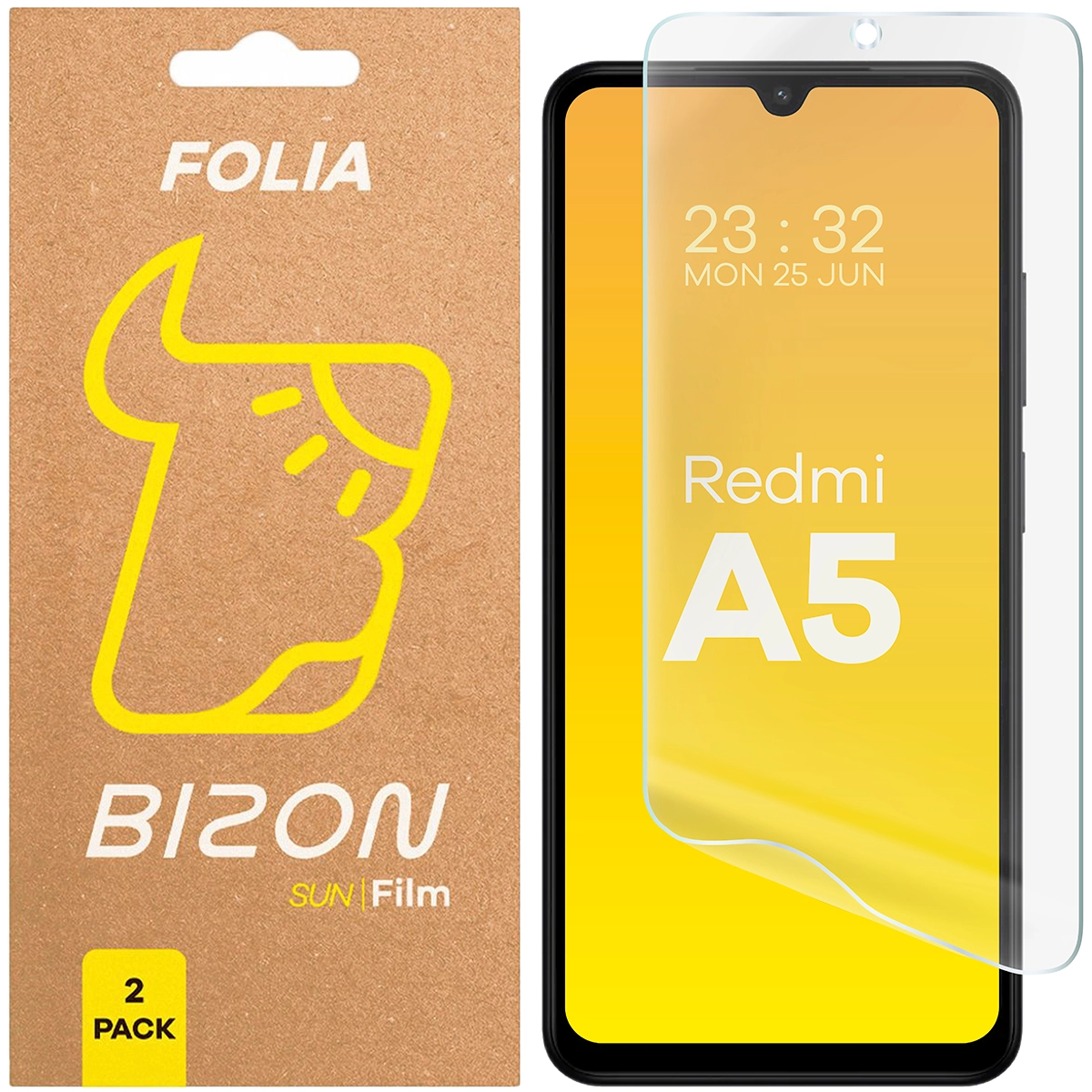 Folia ochronna Bizon matowa Film Sun do Xiaomi Redmi A5 4G 2 sztuki