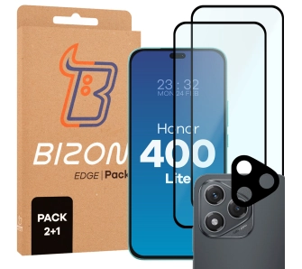 Zestaw ochronny Bizon 2x Szkło + szybka na aparat Edge 2 Pack do Honor 400 Lite 5G