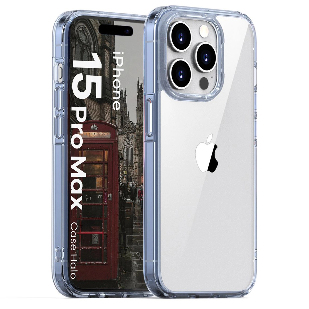 Etui Bizon Halo do iPhone 15 Pro Max Przezroczysto-niebieski