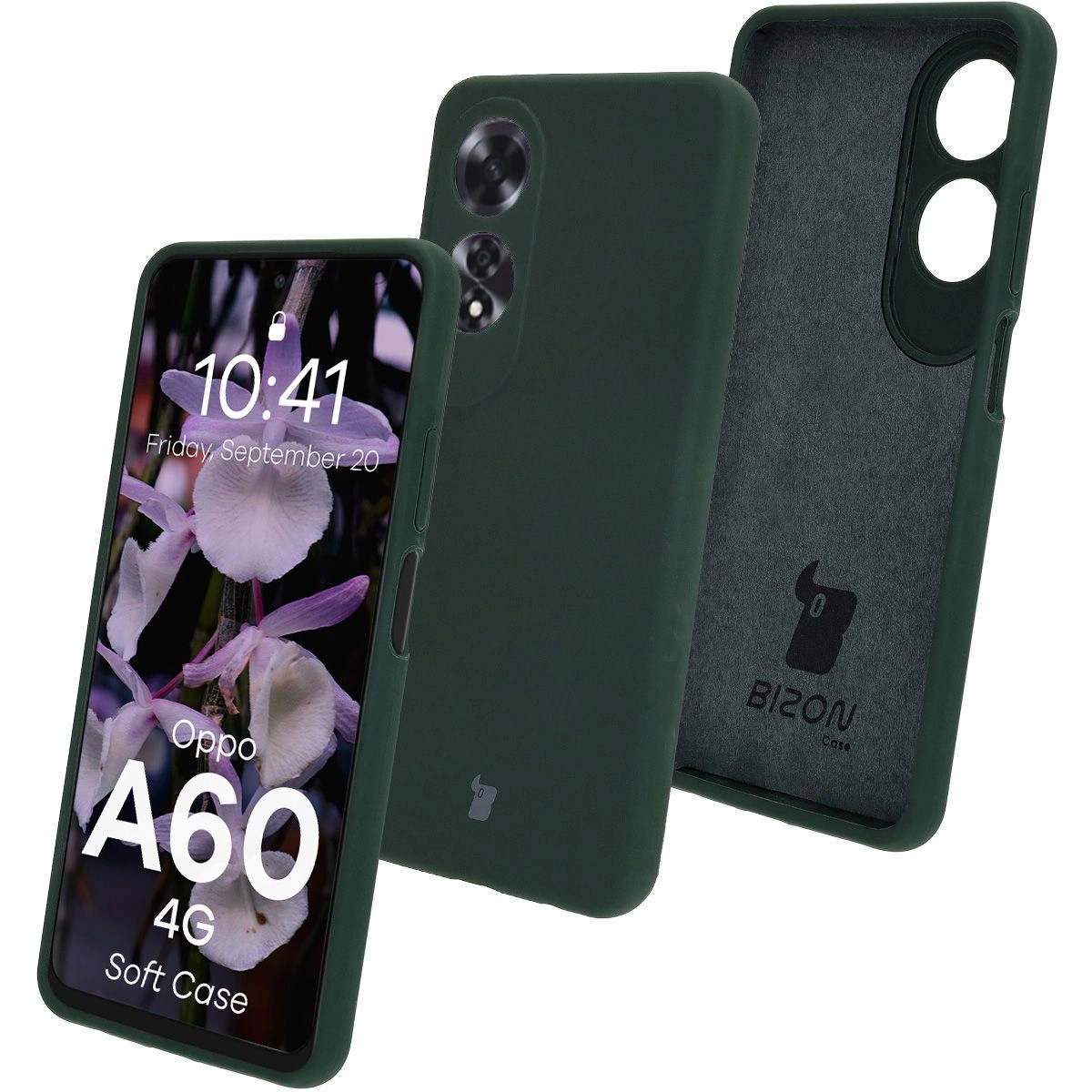 Etui Bizon Silikonowe Soft do Oppo A60 4G Ciemnozielony