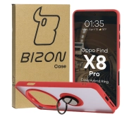 Bizon z uchwytem na palec Hybrid Ring do Oppo Find X8 Pro przydymione z Czerwoną ramką