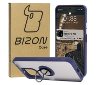 Bizon z uchwytem na palec Hybrid Ring do Xiaomi Redmi 13 4G przydymione z Granatową ramką