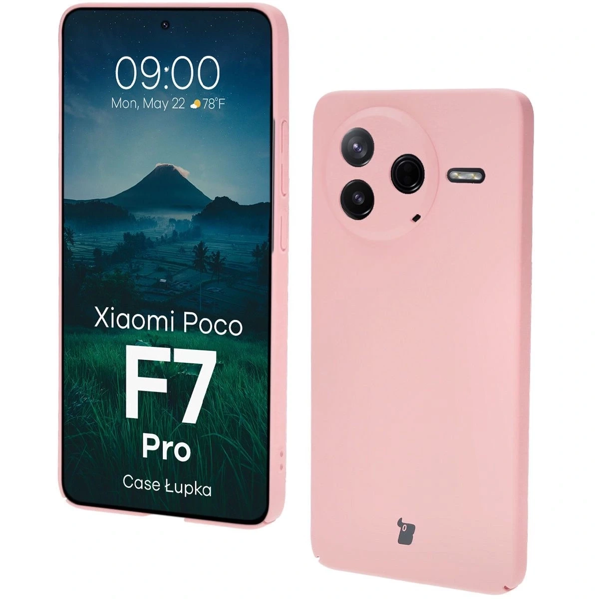 Etui Bizon Łupka do Xiaomi Poco F7 Pro Różowy
