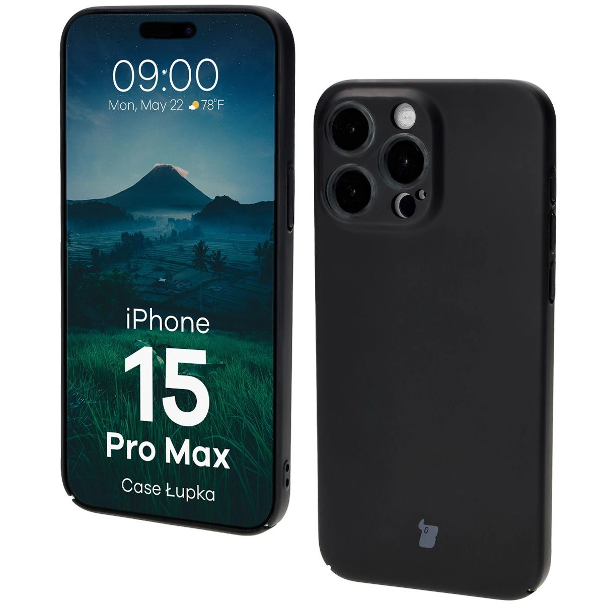 Etui Bizon Łupka do iPhone 15 Pro Max Czarny
