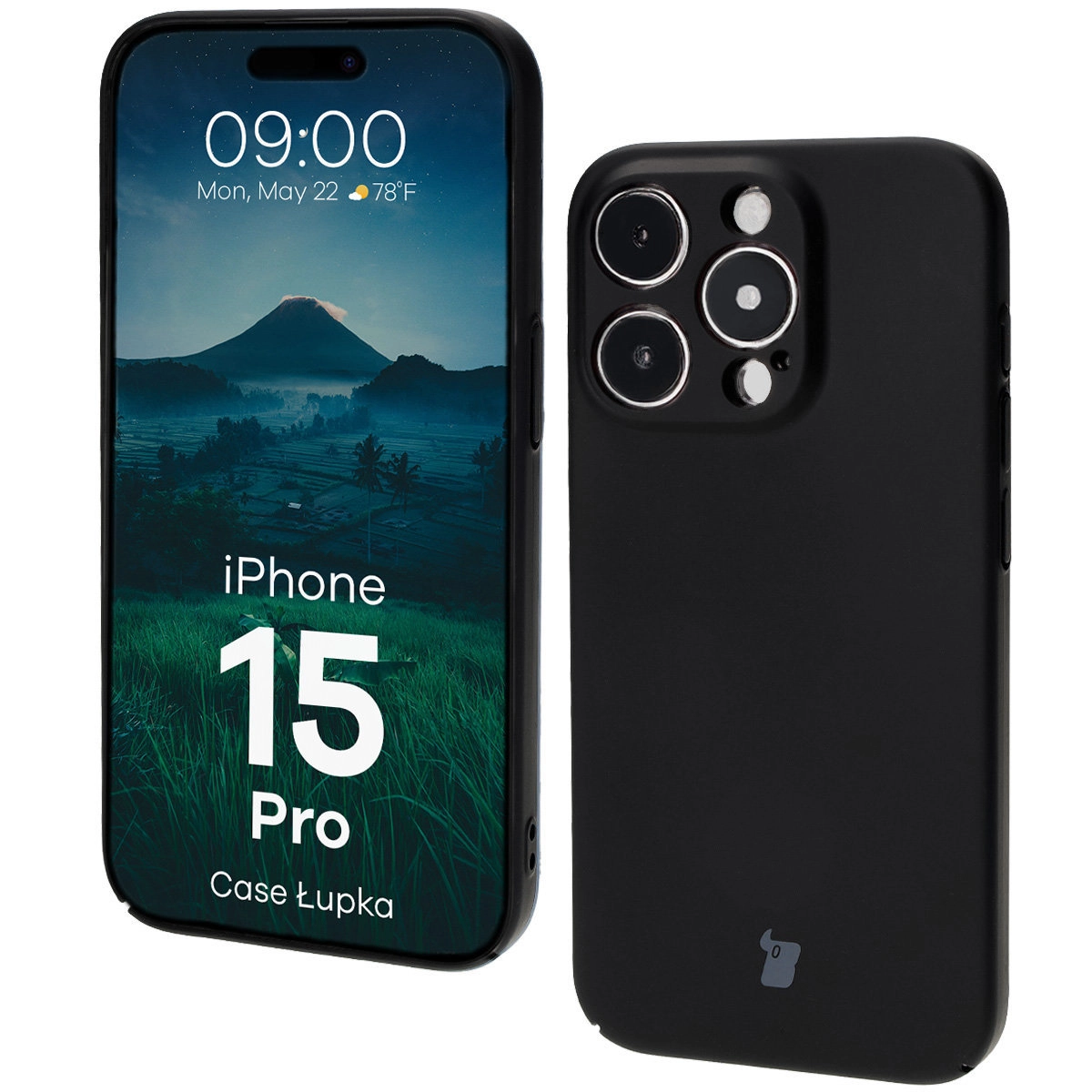 Etui Bizon Łupka do iPhone 15 Pro Czarny