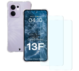 Zestaw ochronny Bizon elastyczne etui Salpa + 2x szkło hartowane Clear Pack do Oppo Reno13 F