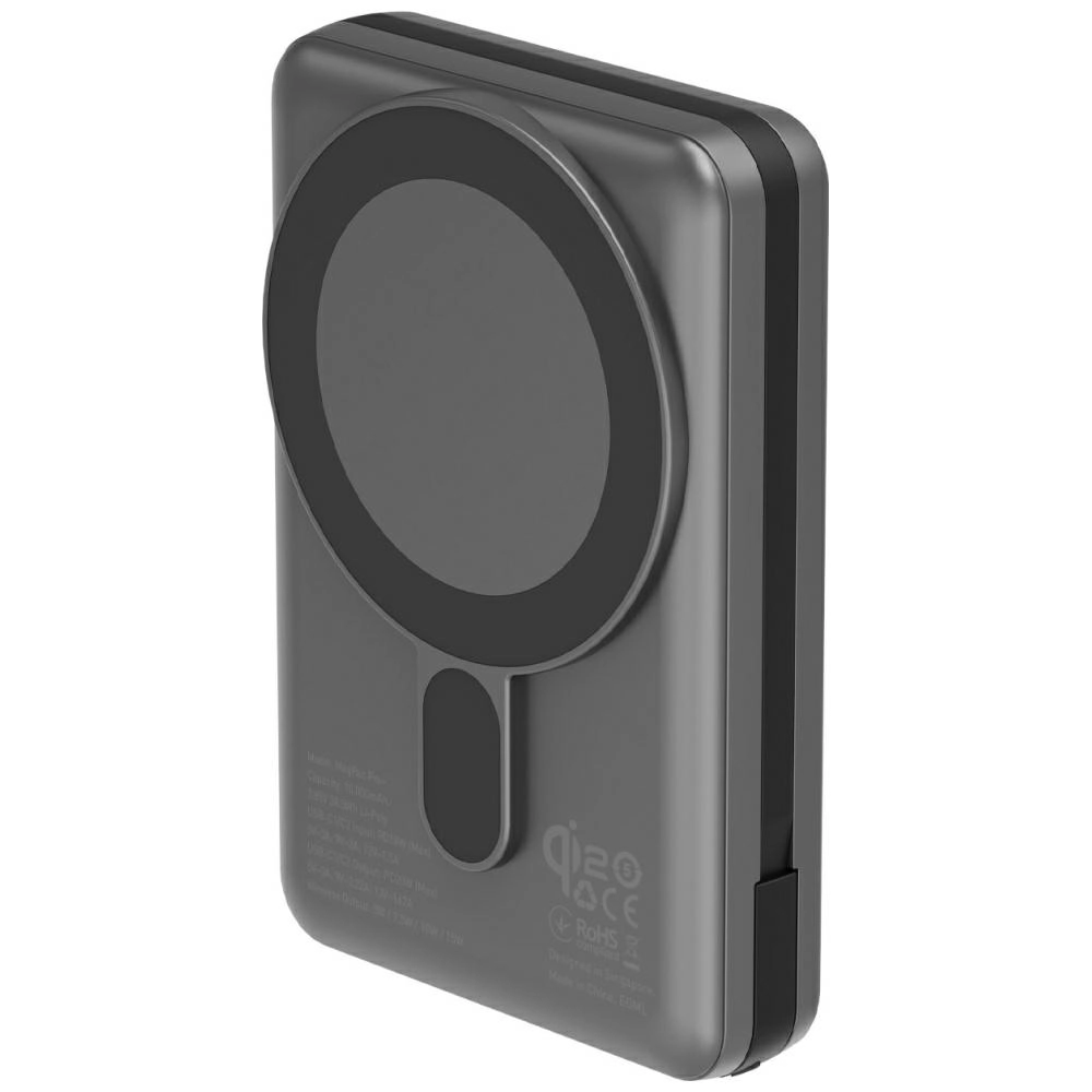 Powerbank Energea MagPac Pro Plus 10000mAh Wbudowany kabel USB-C PD 20W Qi2 MagSafe 15W Szary