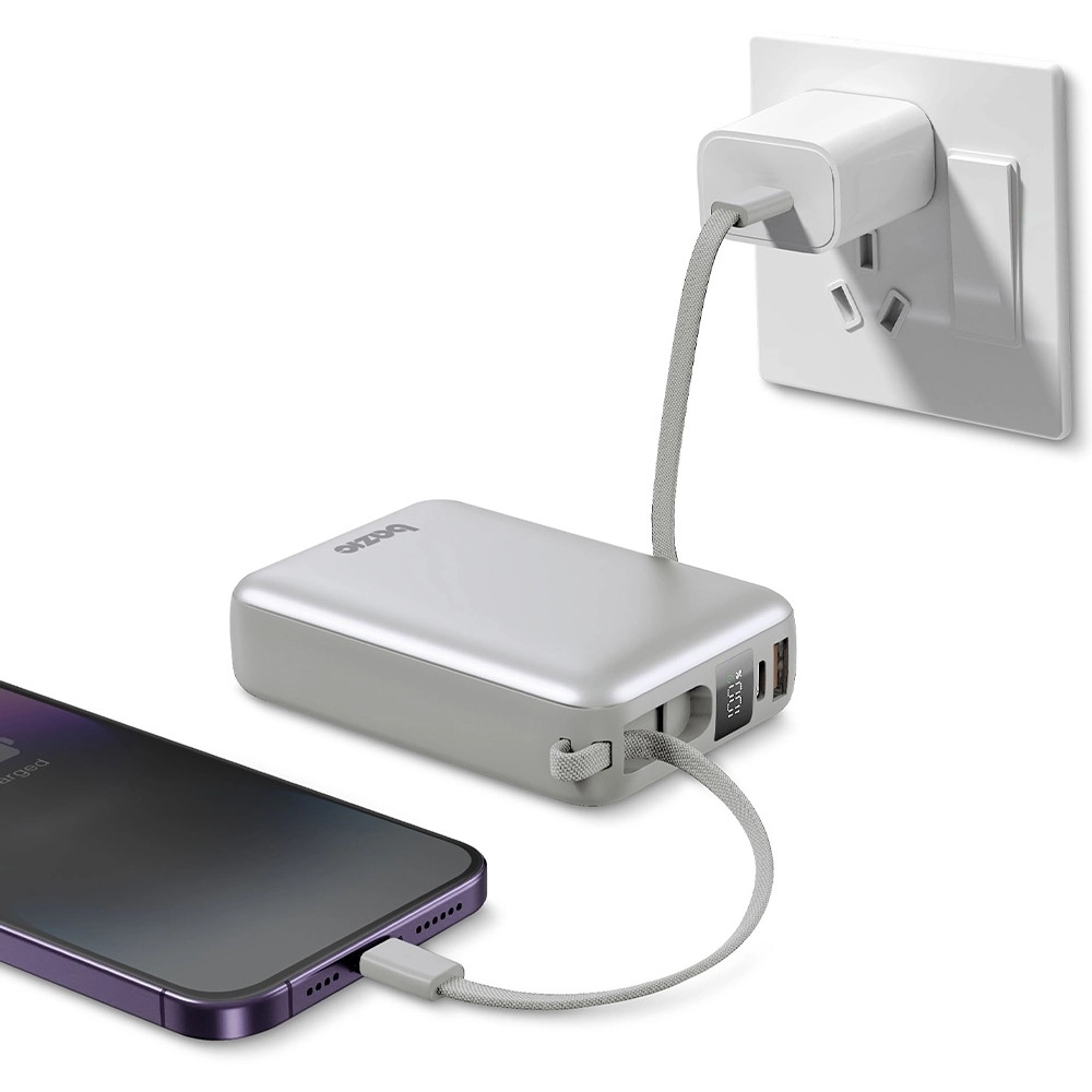 Powerbank Bazic Fusion Mini 20000mAh Wbudowany kabel USB-C/Lightning PD20W Szary