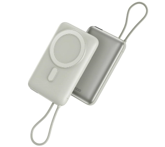 Powerbank Bazic Fusion Mag 10000mAh MagSafe Wbudowany kabel USB-C PD 20W Szary