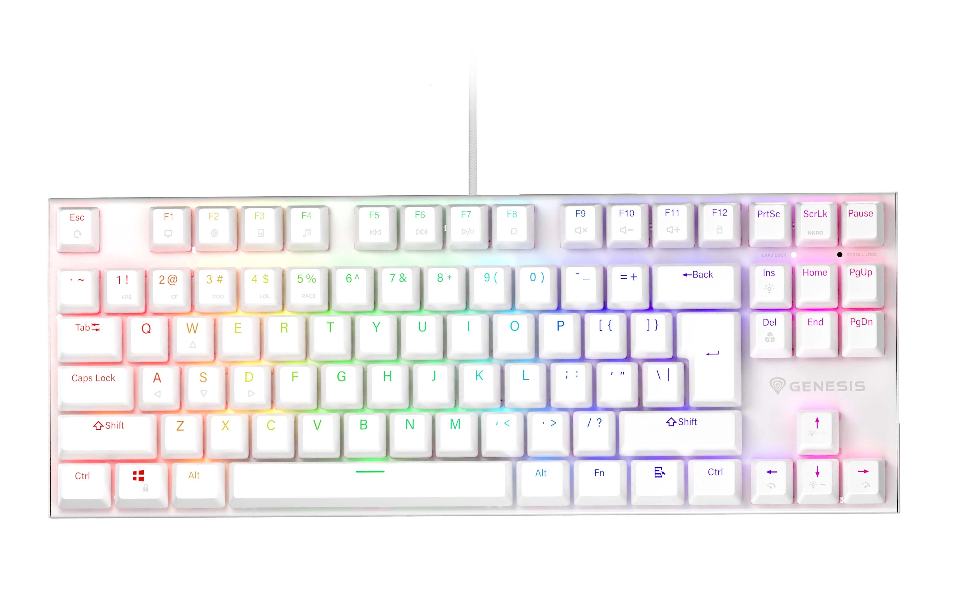 Klawiatura mechaniczna Genesis Thor 303 TKL RGB Outemu Peach Silent Biały