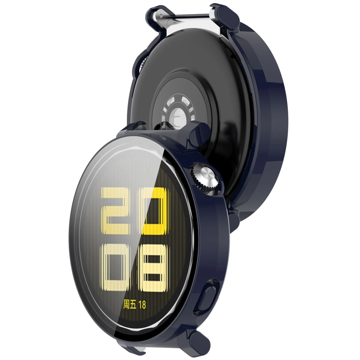 Nakładka na tarczę Bizon ze szkłem do Huawei Watch GT5 Pro 42 mm niebieski