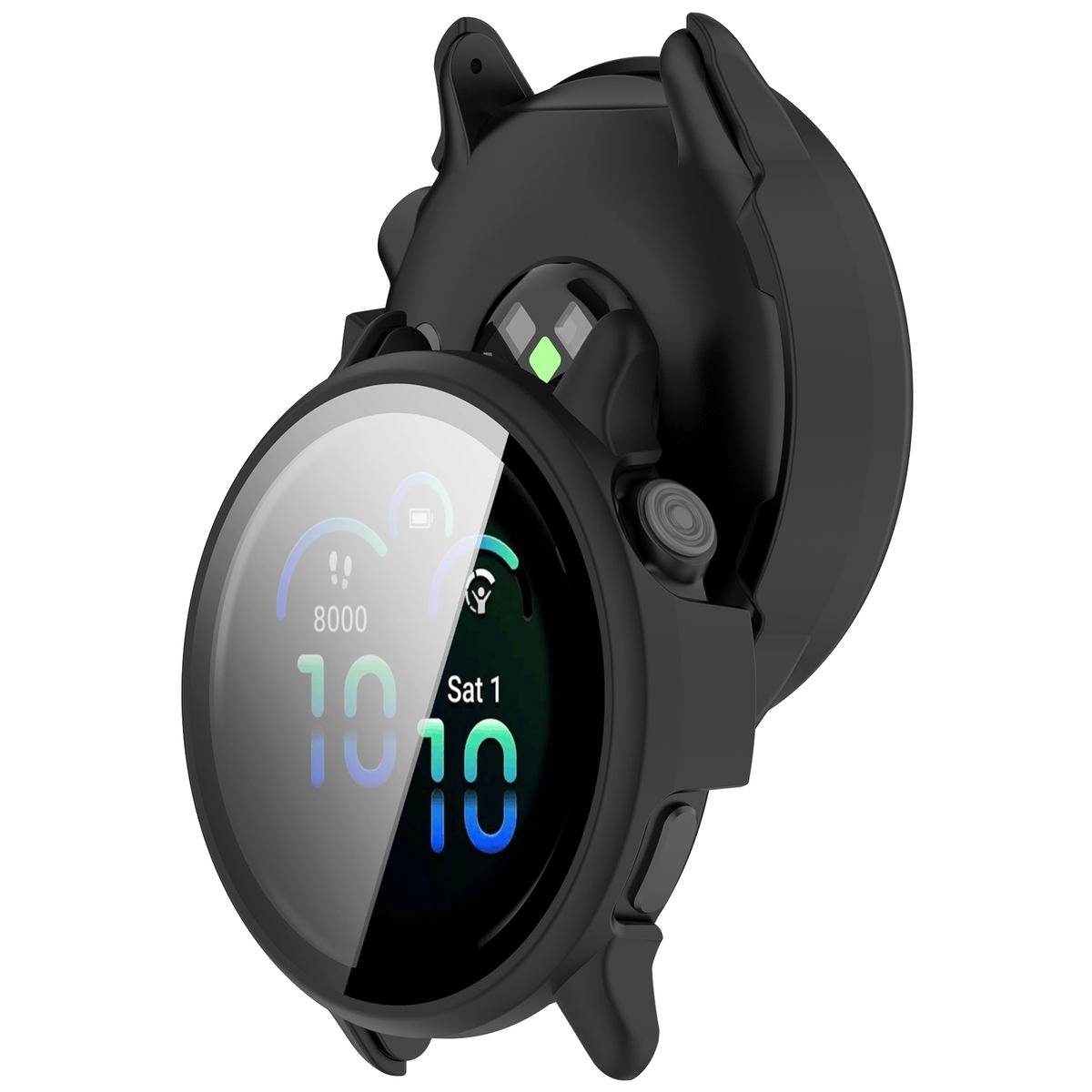 Nakładka na tarczę Bizon ze szkłem do Garmin Vivoactive 6 czarny