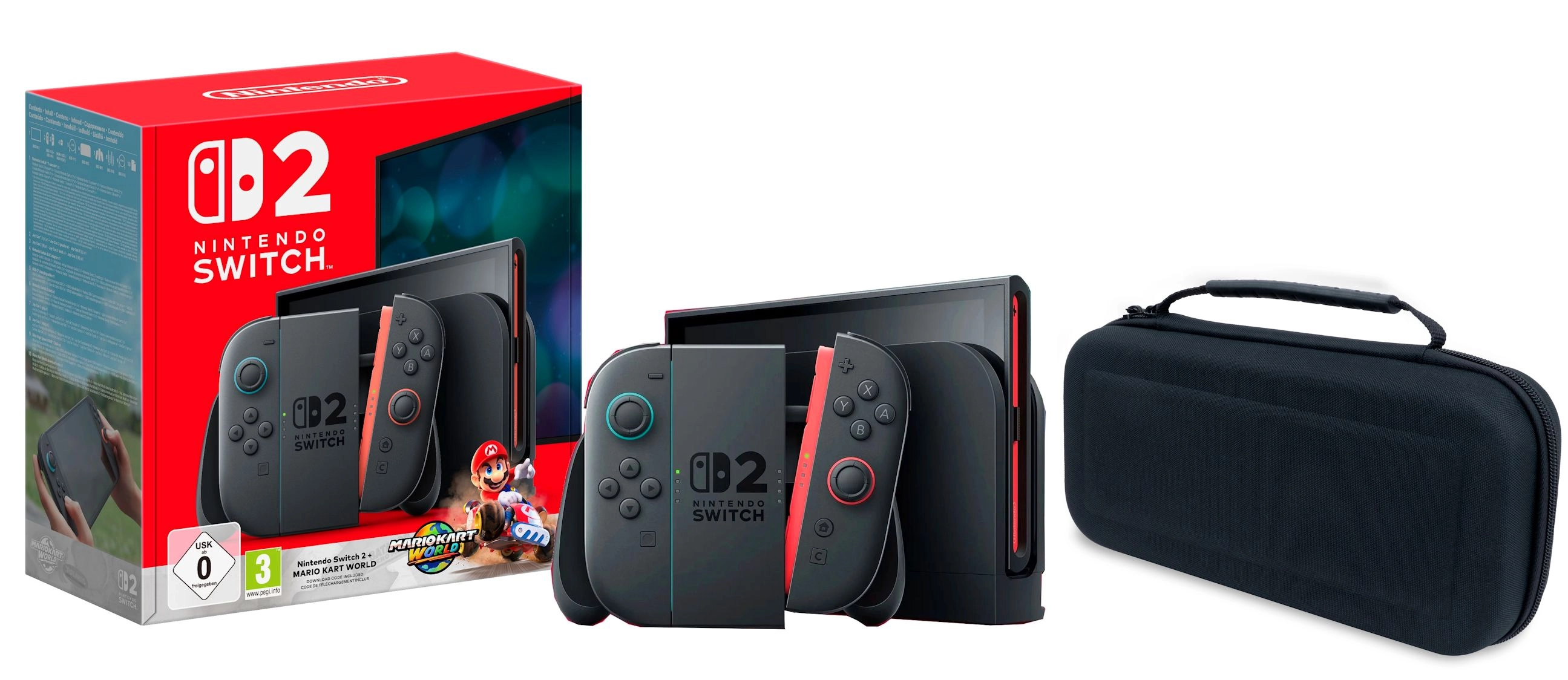 Nintendo Switch 2 Joy-Con Czarny + Mario Kart World + Etui