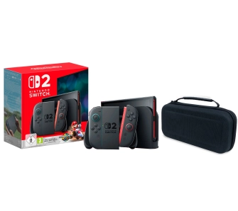 Konsola Nintendo Switch 2 Joy-Con Czarny + Mario Kart World + Etui Nacon Rigid Transport Case