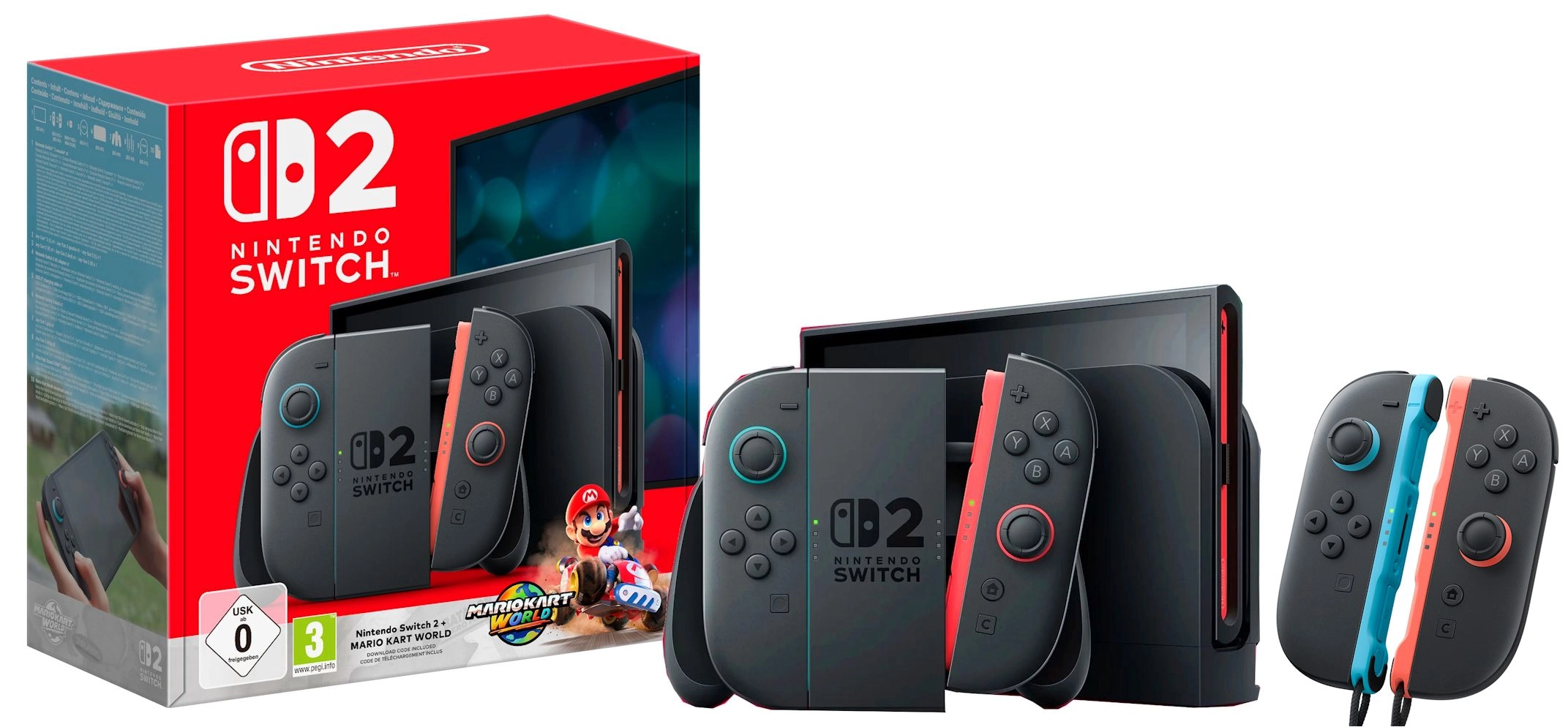 Konsola Nintendo Switch 2 Joy-Con Czarny + Mario Kart World + Joy-Con 2 Pair (2szt)