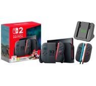 Nintendo Switch 2 Joy-Con Czarny + Mario Kart World + Joy-Con 2 Pair (2szt) + Ładowarka Venom VS4932