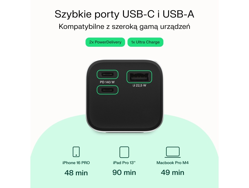 Powerbank Green Cell PowerPlay Ultra PBGC25UD 25200mAh 140W Srebrny