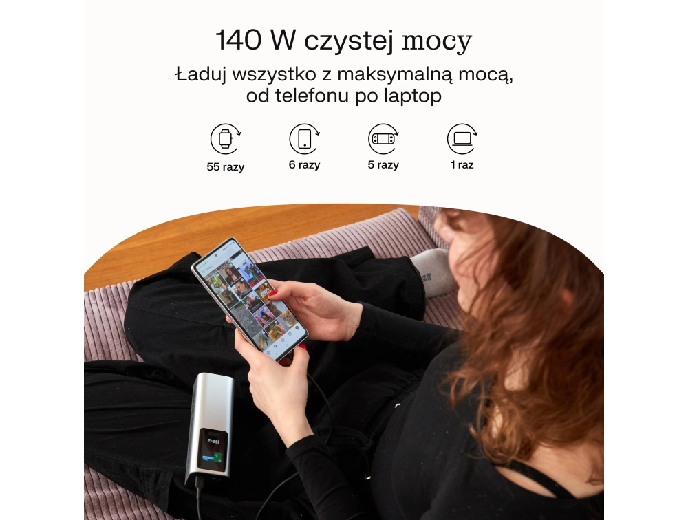 Powerbank Green Cell PowerPlay Ultra PBGC25UD 25200mAh 140W Srebrny