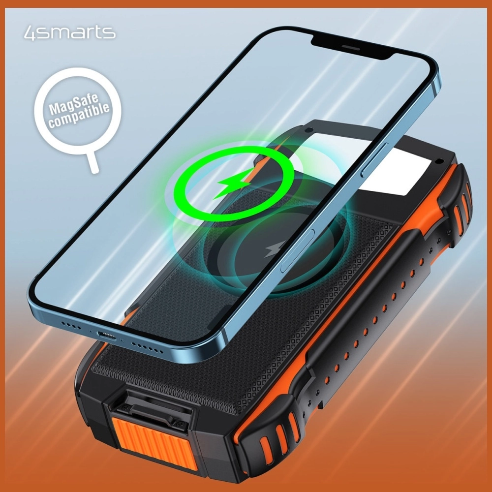 Powerbank solarny 4smarts TitanPack Rugged UltiMag 20000mAh 20W Czarno-pomarańczowy