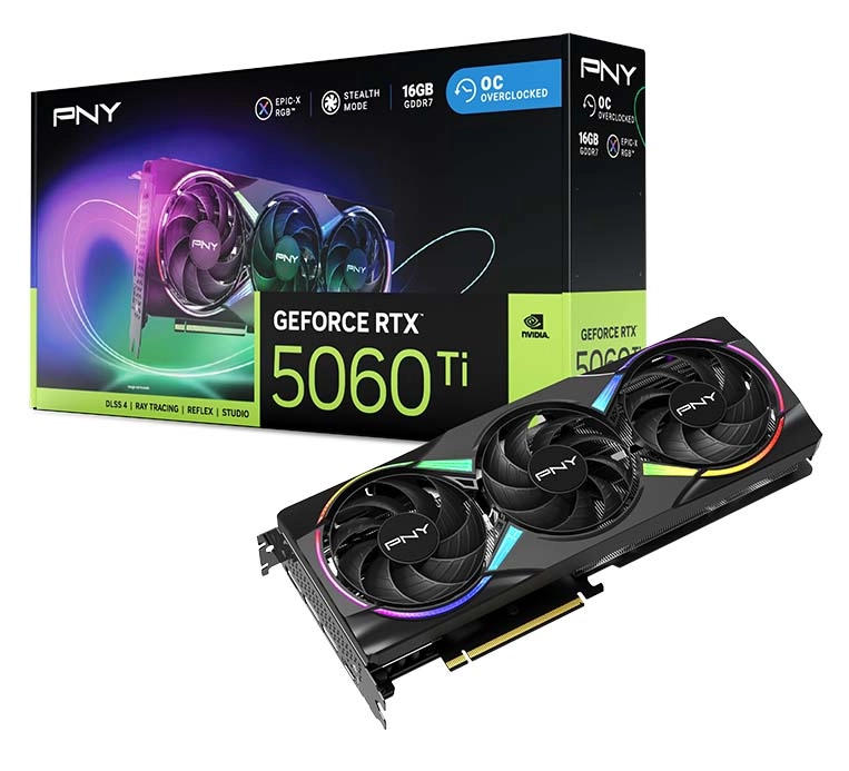 Karta graficzna PNY GeForce RTX 5060 Ti EPIC-X RGB Overclocked Triple Fan 16GB GDDR7 128bit DLSS 4