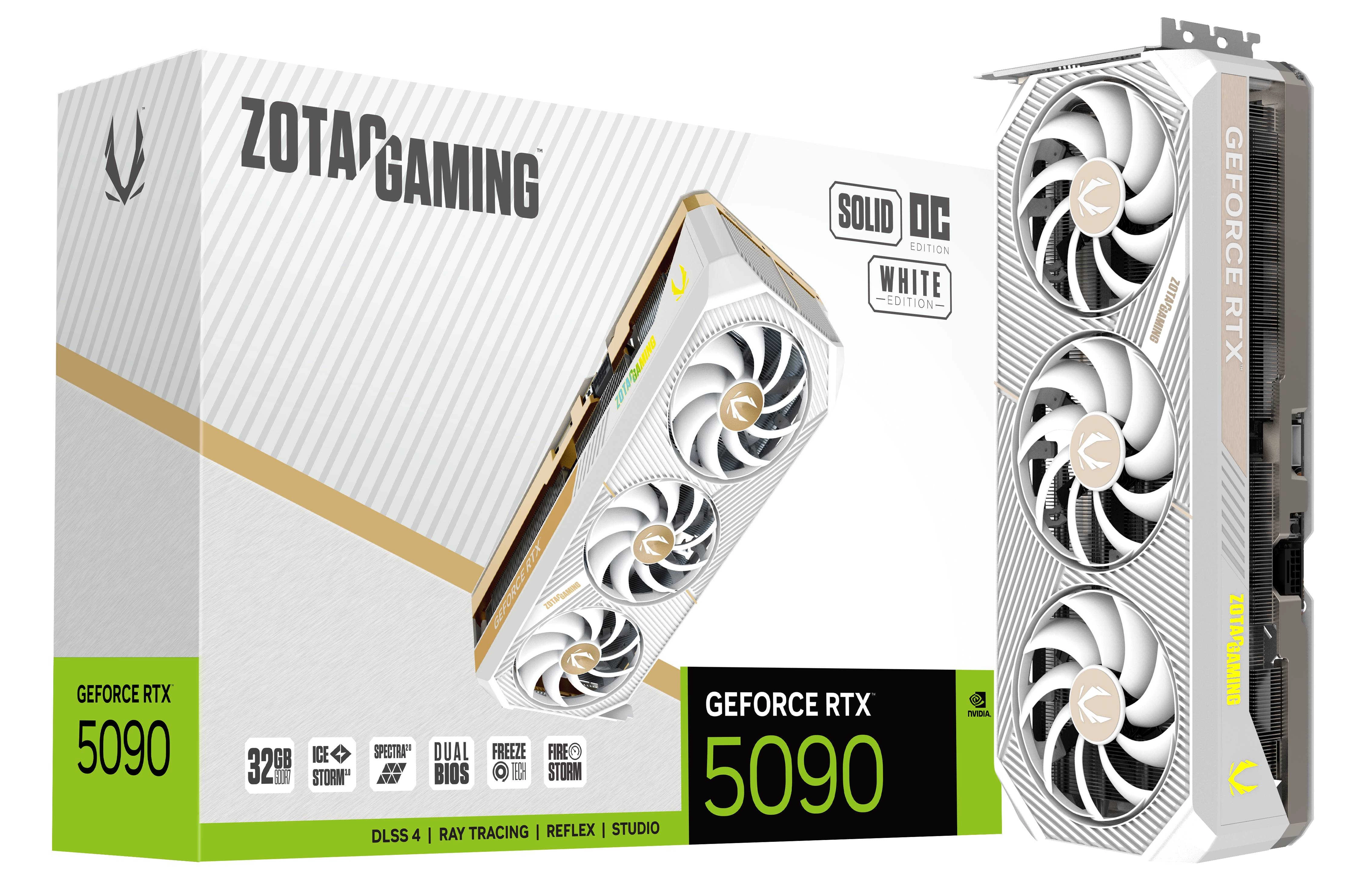 Karta graficzna Zotac GAMING GeForce RTX 5090 SOLID OC White Edition 32GB GDDR7 512bit DLSS 4