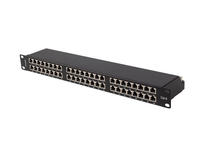 Patch panel Lanberg PPS6-1048-B 48 PORT 1U 19" KAT.6 FTP Czarny