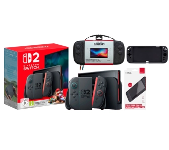 Konsola Nintendo Switch 2 Joy-Con Czarny + Mario Kart World + Etui Yaxo Scutum Techno + Szkło Trust GXT 1254 + Grip GXT 125