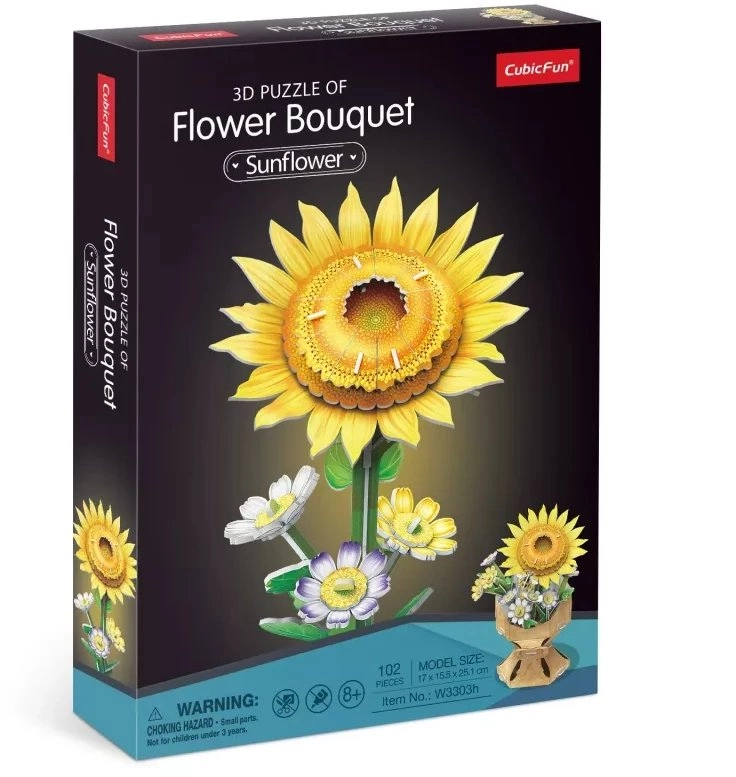 Puzzle 3D Bukiet kwiatów - słoneczniki 102 elementy