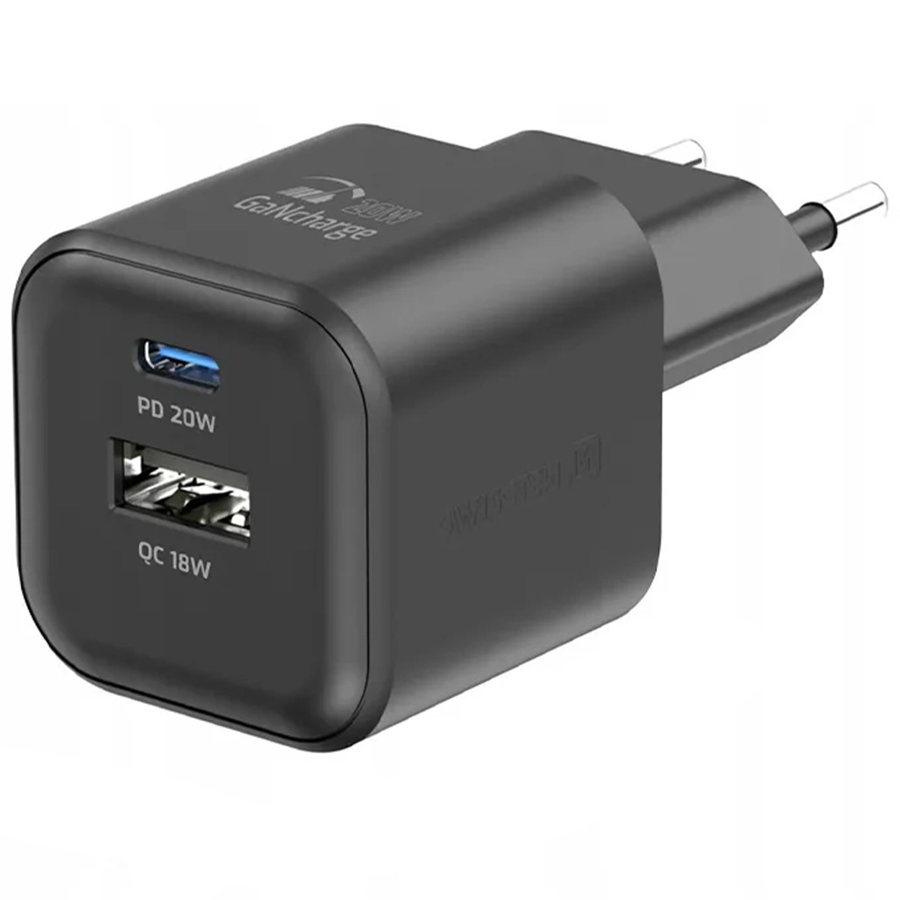 Ładowarka sieciowa Swissten 22071110 GaN 1x USB-C 20W PD 1x USB-A 18W QC Biały