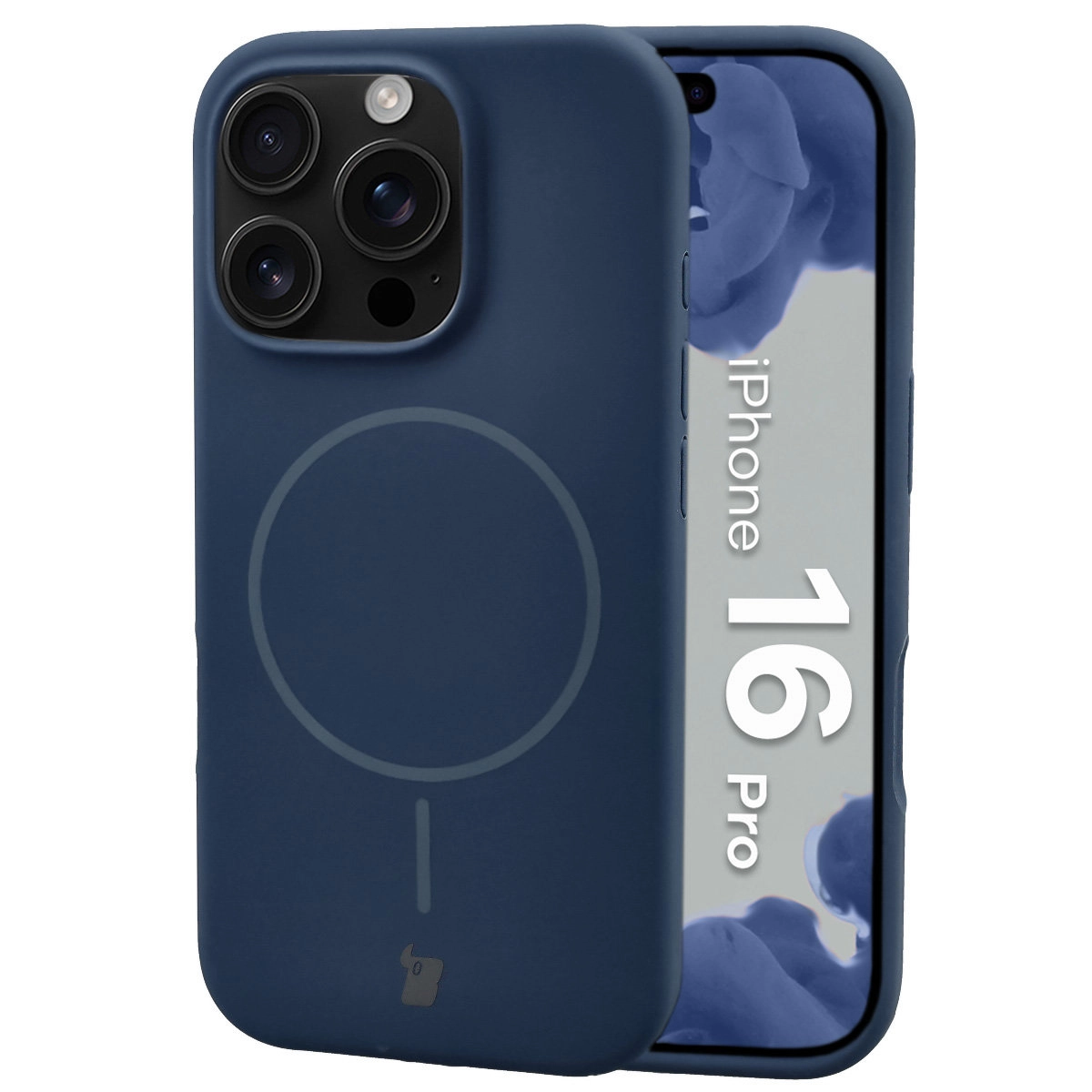 Etui Bizon Soft z MagSafe do Apple iPhone 16 Pro Granatowy