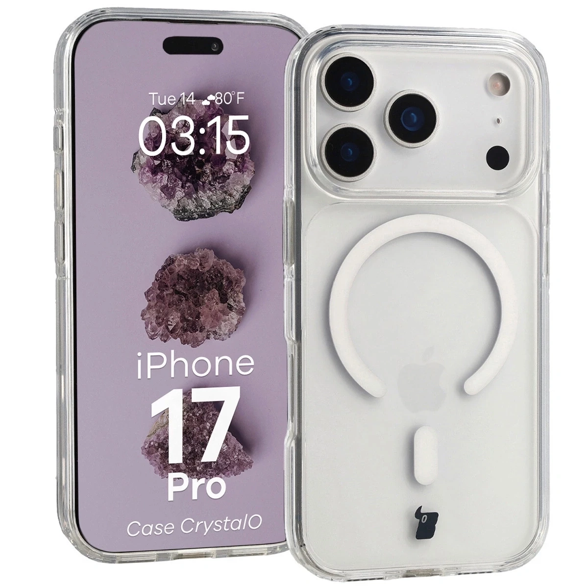 Etui Bizon CrystalO z MagSafe do Apple iPhone 17 Pro przezroczyste
