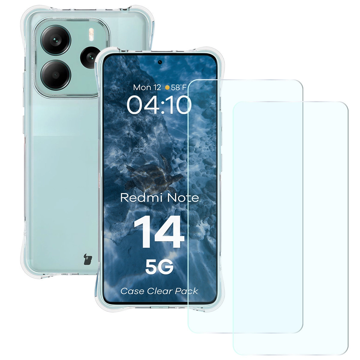 Zestaw ochronny Bizon elastyczne etui Salpa + 2x szkło hartowane Clear Pack do Motorola Moto G56 5G