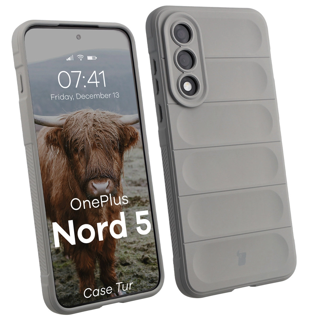 Etui Bizon Tur do OnePlus Nord 5 Jasnoszary