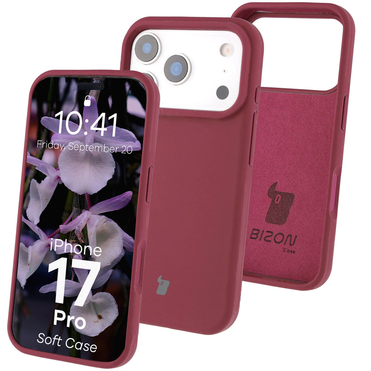 Etui Bizon Silikonowe Soft do Apple iPhone 17 Pro Śliwkowy