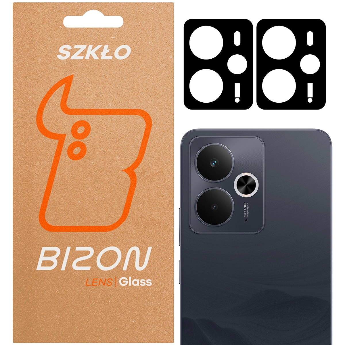 Szkło ochronne Bizon na aparat Silk Lens do Realme 14 5G / Realme 14T 5G czarny 2 sztuki