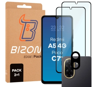 Zestaw ochronny Bizon 2x szkło + szybka na aparat Edge 2 Pack do Xiaomi Redmi A5 4G / POCO C71 4G