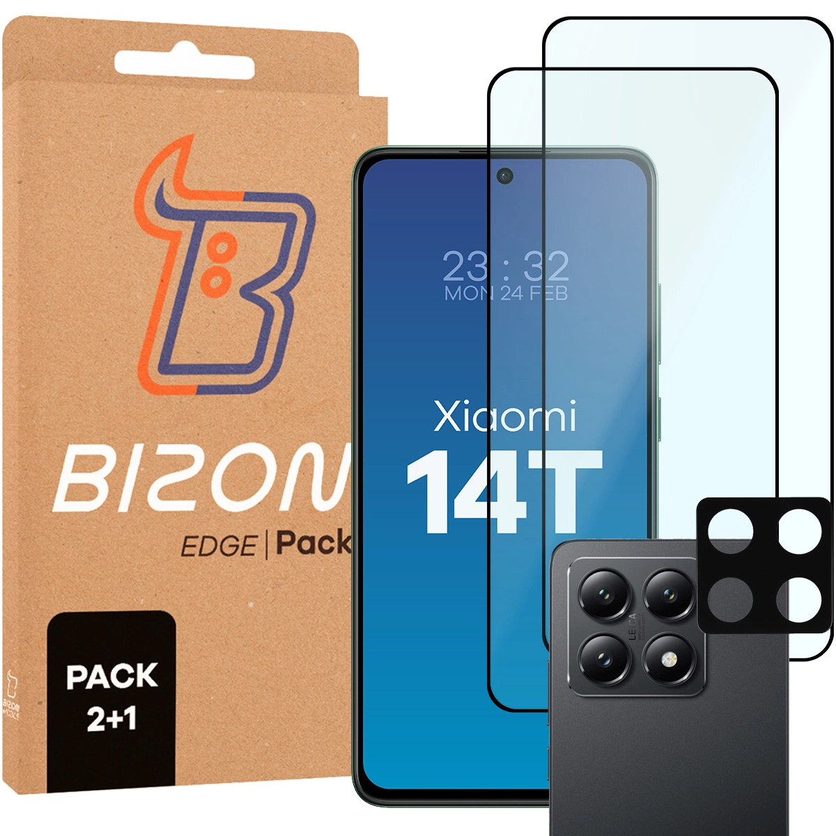 Zestaw ochronny Bizon 2x szkło + szybka na aparat Edge 2 Pack do Xiaomi 14T