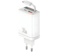 USAMS Xiang Series CC296 30W 1x USB-C 1x USB-A + kabel USB-C Biały