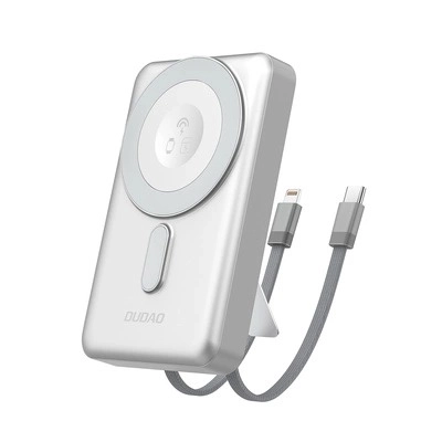 Powerbank Dudao K29 10000mAh Wbudowany kabel USB-C Lightning MagSafe 20W Srebrny