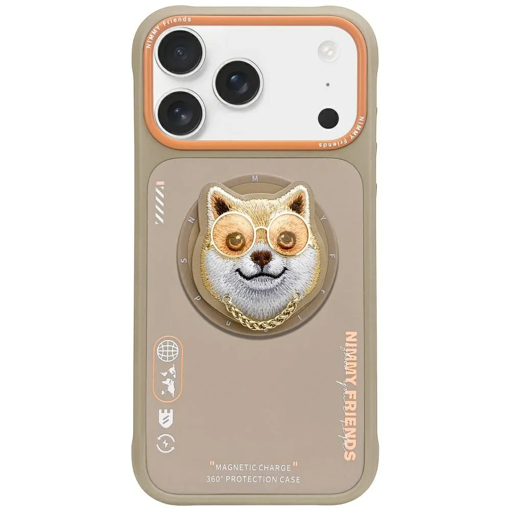 Etui Nimmy Glasses Cool Dog MagSafe do iPhone 17 Pro Beżowy