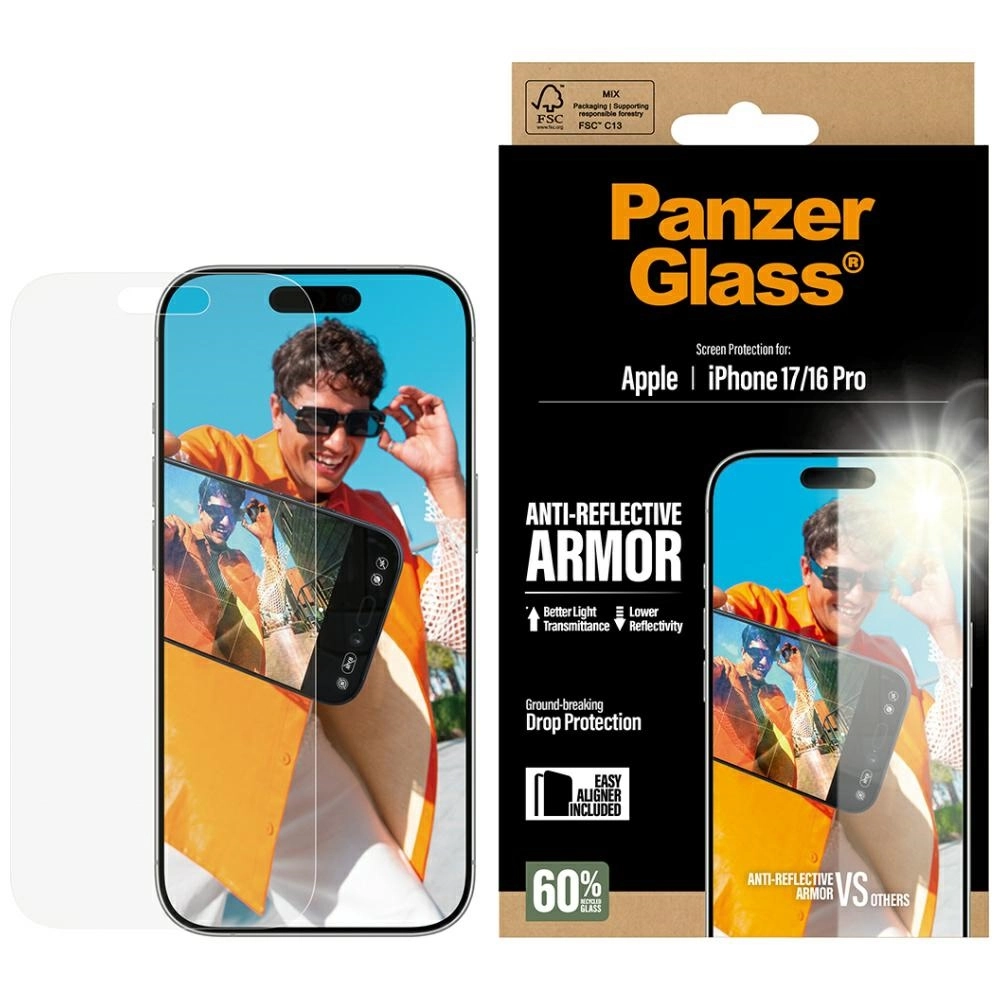Szkło ochronne PanzerGlass Armor Anti-Reflective EasyAligner do iPhone 17 / 16 Pro