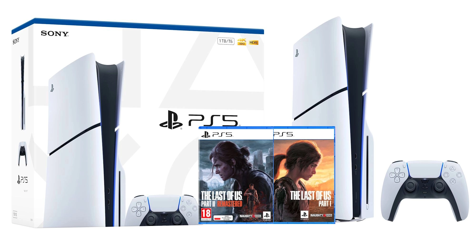 Konsola Sony PlayStation 5 Slim E Chassis (PS5) 1TB z napędem + The Last of Us Part I / Part II