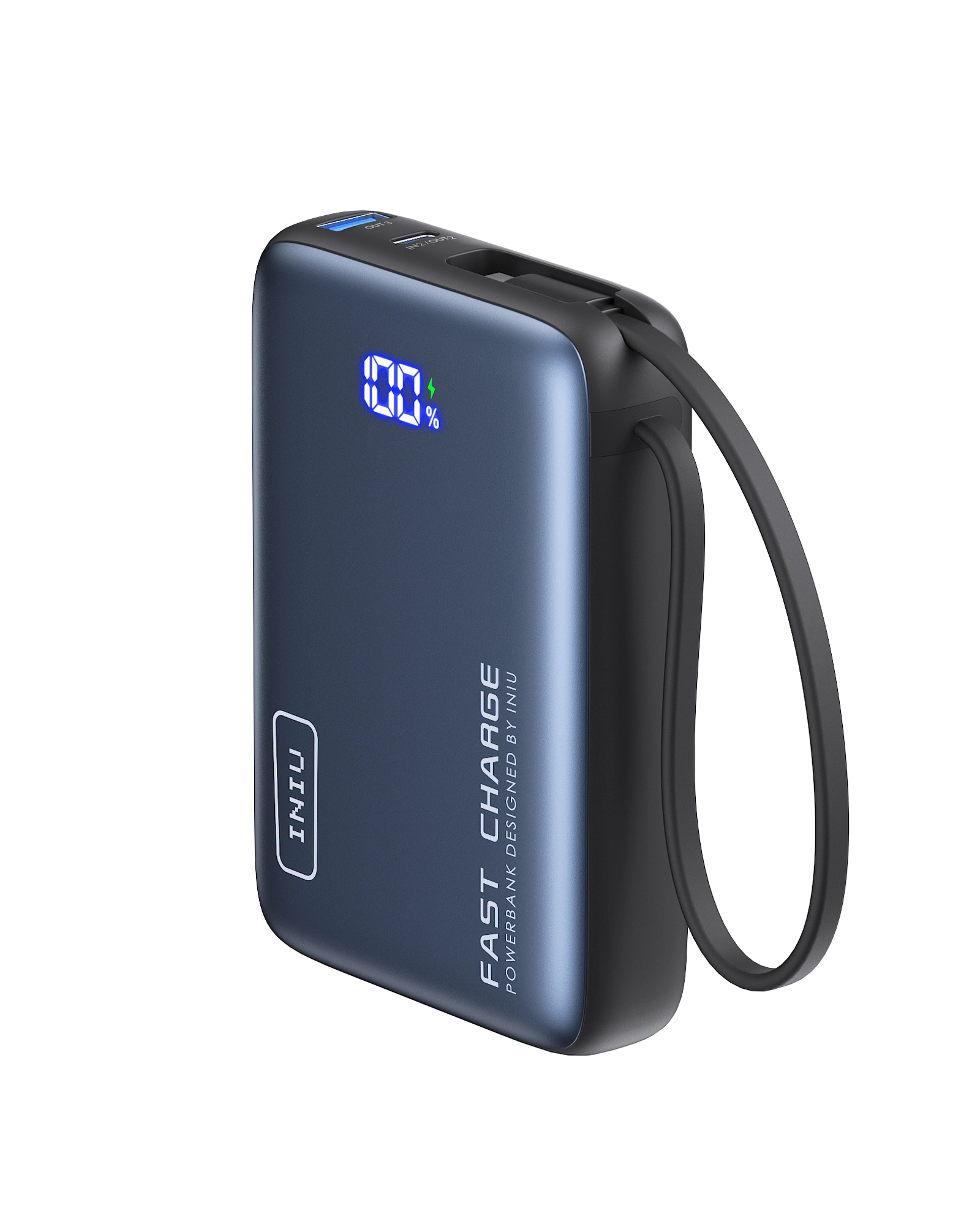 Powerbank INIU P51L-P1 Pocket Power 20000mAh 22.5W Wbiudowany kabel USB-C Granatowy